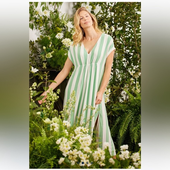 LAKE DreamKnit striped caftan nightgown - Picture 2 of 12